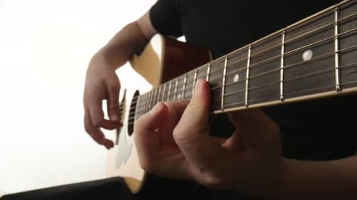 Close Up Of Acoustic Guitar Playing