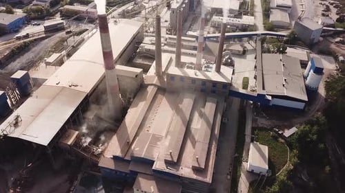 Air pollution by smoke coming out of five factory