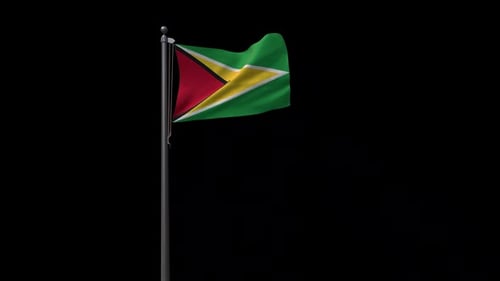 Guyana National Flag Waving Seamless Loop Animation