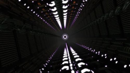Futuristic Cybernetic Tunnel with Pulsing Neon Lights