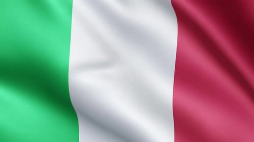 Realistic Waving Italian Flag Animation Loop