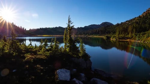 Time Lapse. View of Beautiful Glacier Lake