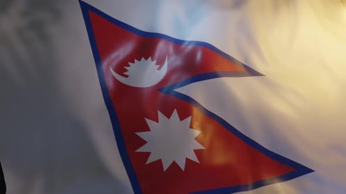 Realistic Waving Flag of Nepal with Cinematic Lighting