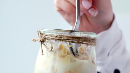 Female Hands Woman Eating Healthy Breakfast