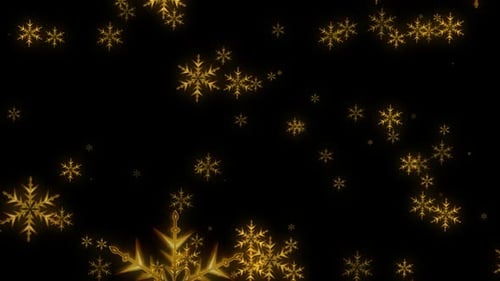 Shimmering Golden Snowflakes Falling Background Loop