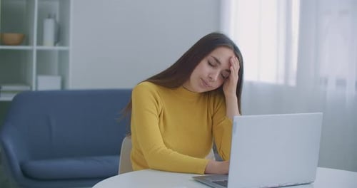 Stressed Frustrated Businesswoman Wearing Suffering From Headache at Work. Exhausted Tensed Worker