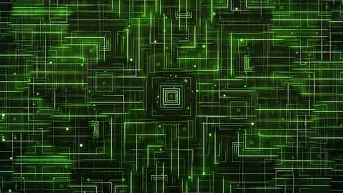 Green Squares - Glowing Lines and Shapes