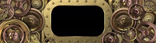 Rotating Metallic Steampunk Gears Loop with Central Frame