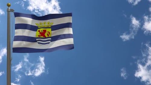 Bandera de Zelanda (Países Bajos) en asta de bandera