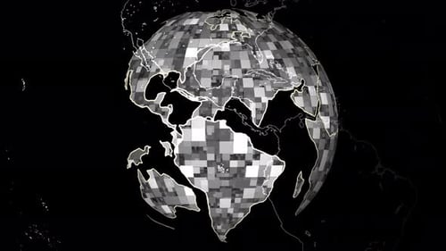 Digital Pixelated Earth Globe Rotation