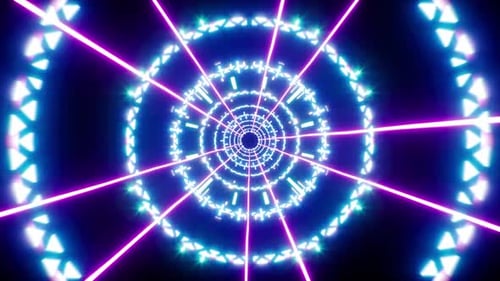 VJ Shining Rays Neon Background 4K Loop