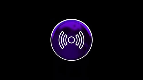 Modern Glossy Purple Signal Icon 3D Rotation