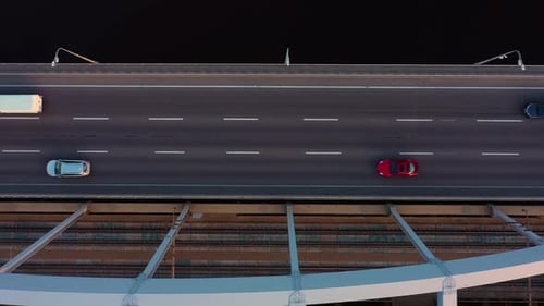 Top View of Road with Car Traffic in the Left Direction