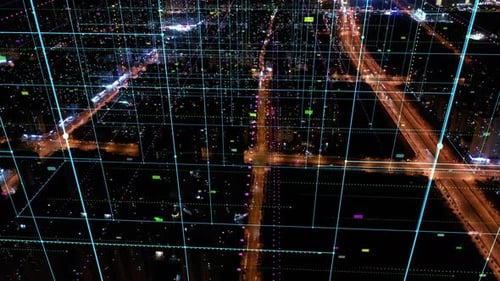 smart Connected city skyline. Futuristic network concept, city Technology.