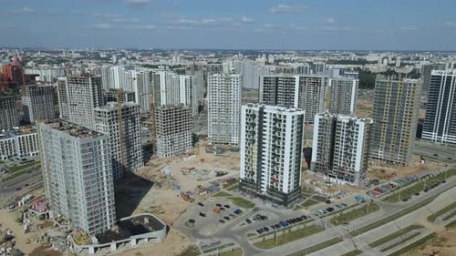 Construction site for a new city block. Construction work