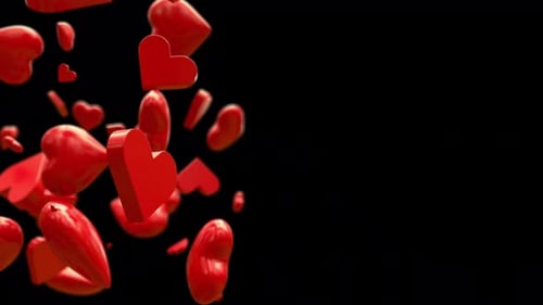 Romantic Falling Red Hearts Loop Animation