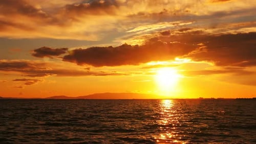 Sunset Orange Lights And Sea Time Lapse