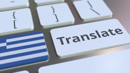 TRANSLATE Text and Flag of Greece on the Buttons