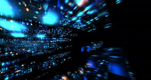 Futuristic Digital Data Tunnel Speed Travel Loop Background