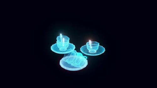 Rotating Holographic Wireframe Cups for Digital Displays