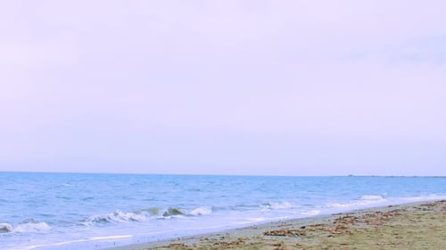Slim Woman Running Along Empty Beach, Female Athlete Training Outdoors, Sport