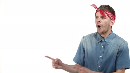 Man Gives Thumbs Up on White Background