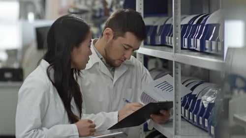 Techniciens vérifiant les