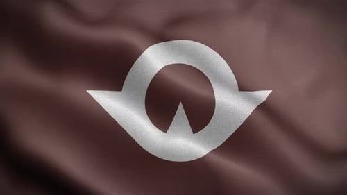 Waving Corporate Flag with Geometric Symbol