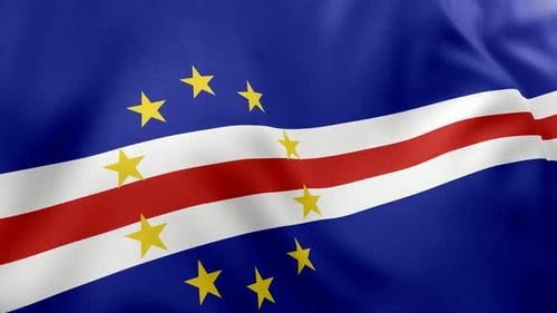 Realistic Waving Cape Verde National Flag Animation