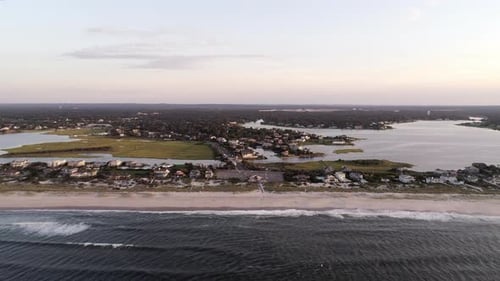 Crashing Waves and Houses on Westhampton Beach