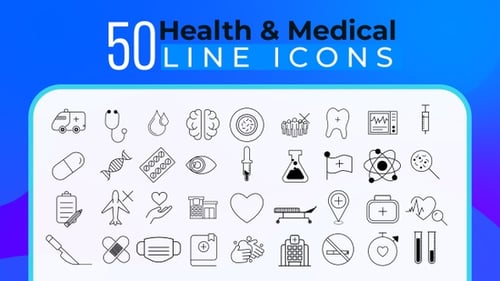 Paquete de 50 Íconos de la línea de salud y medicina