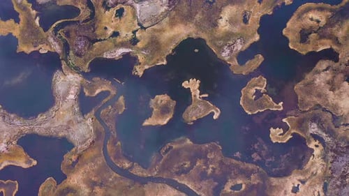 Aerial View of Winding Streams and Islands