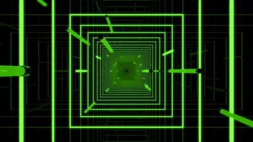 Green Lights Tunnel Background