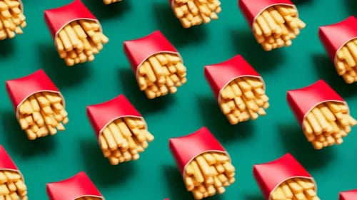 Animated 3D French Fries Fast Food Seamless Pattern Loop