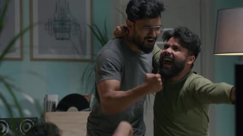 Friends Watch TV and Celebrate at Home