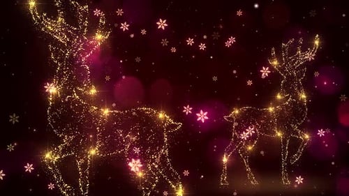 Sparkling Christmas Reindeer Animation with Falling Snowflakes