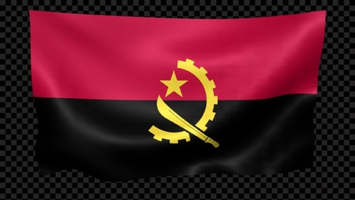 Waving Angola Flag Animation with Alpha Channel