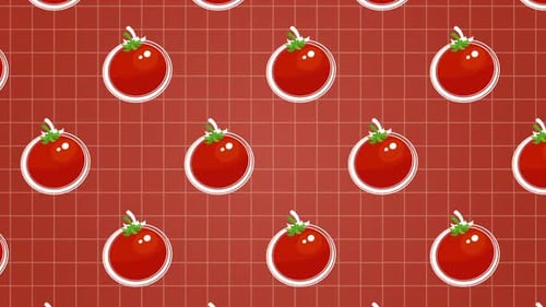 Animated Cartoon Tomato Pattern Looping Background