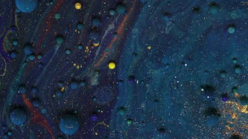 Abstract Fluid Art with Swirling Colors and Bubbles