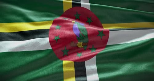 Waving National Flag of Dominica Realistic Fabric Animation