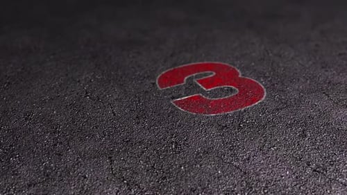 Countdown animation on the surface of the race track asphalt