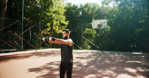 Outdoor Training on the Field of Sports Exercises