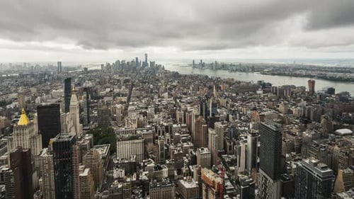 Dramatic Clouds Over Manhattan Business District New York USA
