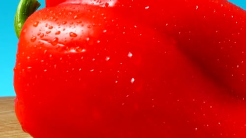 Extreme Close Up of a Wet Red Bell Pepper