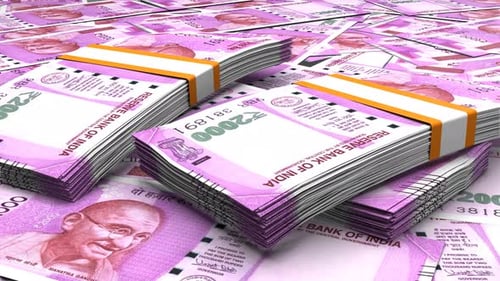 Indian Rupee 2000 Currency Notes Falling Animation