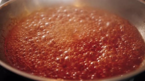 Chef Cooking Tasty Pasta Tomato Sause on Restaurant Kitchen Traditional Italian Food High Kitchen