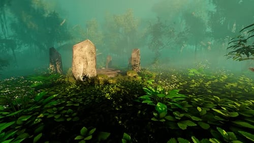 Mystical Stone Circle in an Ancient Enchanted Forest