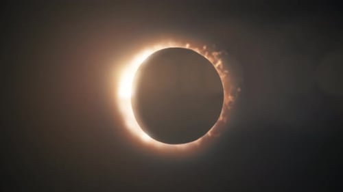 Éclipse solaire complète abstraite sur fond noir scientifique