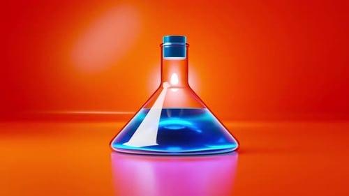 Animated 3D Laboratory Flask with Swirling Blue Liquid
