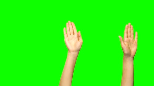 As mãos estão aparecendo, acenando, se escondendo